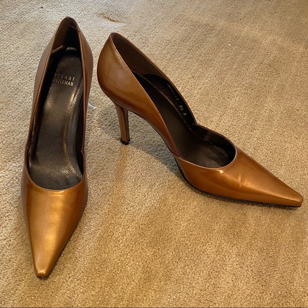 Stuart Weitzman Bronze Patent Heel - image 1